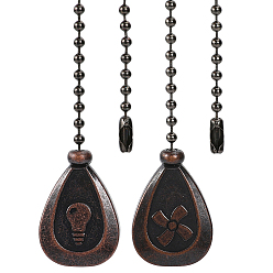 Красная Медь Удлинитель железной цепи, с латунным потолочным вентилятором в форме капли и подвеской в виде лампочки, Красная медь, 315 мм, 2 шт / комплект