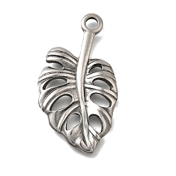 Нержавеющая Сталь Цвет 304 подвески из нержавеющей стали, очарование листа, анти-тускнение, цвет нержавеющей стали, 35.5x19.5x2.5 мм, отверстие : 3 мм