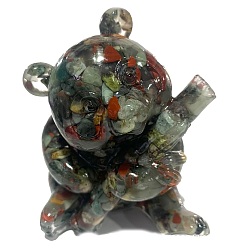 Dragon Blood Resin Panda Display Decoration, with Natural Dragon Blood Chips Inside for Home Office Desk Decoration, 65x65x85mm