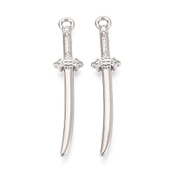 Нержавеющая Сталь Цвет 304 подвески из нержавеющей стали, меч, цвет нержавеющей стали, 47x9x3 мм, отверстие : 2.2 мм