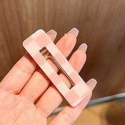 Розовый Заколки для волос из кожи аллигатора, аксессуары для волос для женщин и девочек, прямоугольные, туманная роза, 66 мм