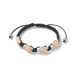 Белый Навахо Браслет из синтетической бирюзы (окрашенной) черепаховой оплетки из бисера для женщин, навахо белый, внутренний диаметр: 2~3-5/8 дюйм (5.1~9.2 см)