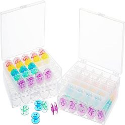 Mixed Color 4 Pcs 2 Styles Polypropylene(PP) Storage Box, 25 Compartments, Sewing Machine Bobbins Storage Case, Rectangle, Mixed Color, 2pcs/set