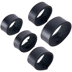 Черный 5шт. 5 варианты, пришивная кожаная петля для ремня сумки из коровьей кожи, чёрные, 16.5~25x9~12.5 мм, внутренний диаметр: 12~22 мм, 1 шт / стиль