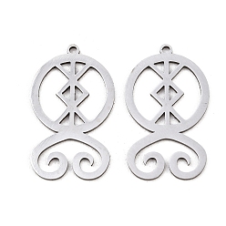 Нержавеющая Сталь Цвет 201 подвески из нержавеющей стали, символ очарования, цвет нержавеющей стали, 28x16.5x1 мм, отверстие : 1.4 мм