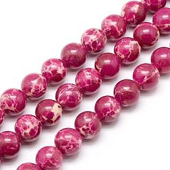 Средний Фиолетово-красный Синтетические имперские бусы из яшмы, окрашенные, круглые, средне фиолетовый красный, 8 мм, отверстие : 1 мм, около 67 шт / нитка, 15.7 дюйм