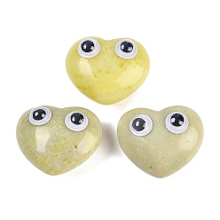 Природный Драгоценный Камень Фигурки из натуральных драгоценных камней, смолой глаза, для домашнего офиса настольный орнамент фэн-шуй, сердце, 20x24x12 мм