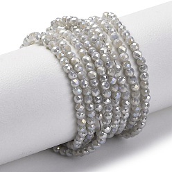 Светло-серый Прозрачные стеклянные бусины гальваническим пряди, нити круглых бусин, граненые, светло-серый, 2 мм, отверстие : 0.6 мм, около 182~188 шт / нитка, 13.78~14.33'' (35~36.4 см)