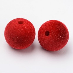 Mixed Color Resin Beads, Flocky Style, Mixed Color, about 18mm in diameter, hole: 3.5mm, 185pcs/500g