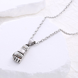 Couleur Acier Inoxydable 304 Colliers pendentifs en forme de gant de boxe en acier inoxydable pour femmes, sans ternissement, couleur inox, 15.75 pouce (40 cm)