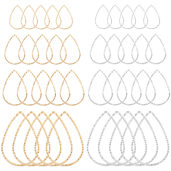 Золотой & Серебряный 80шт 10 латунные соединительные кольца, волна текстурированная, слеза, золотой и серебряный, 10~25x7~17x1 мм, внутренний диаметр: 8.5~25.5x5.5~23 мм, 10 шт / стиль