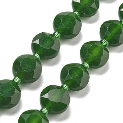 Другие Нефриты Природного нефрита нитей бисера, граненый пятиугольный разрез, плоско-круглые, с бисером, 10~10.5x5~6 мм, отверстие : 1 мм, около 33 шт / нитка, 15.75'' (40 см)