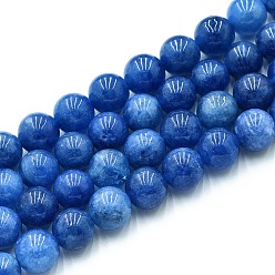 Озёрно--синий Природного кварца нитей бисера, окрашенные, круглые, имитация апатита, Плут синий, 10~10.5 мм, отверстие : 1~1.2 мм, около 37~38 шт / нитка, 14.76~15.16 дюйм (37.5~38.5 см)