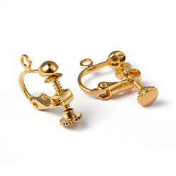 Золотой Латунь винт конвертер клип серьги, спиральный зажим для ушей, для не проколотых ушей, без никеля , золотые, 17x13.5x5 мм, отверстие : 1.2 мм