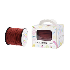 Темно-Красный Шнуры из искусственной замши, искусственная замшевая кружева, бумажная коробка упаковка, темно-красный, 3.0x1.4 мм, о 98.43yards / рулон (90 м / рулон)