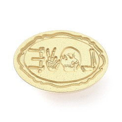 Word Halloween Theme Golden Tone Brass Wax Seal Stamp Head, for DIY Wax Seal Stamp Making, Word, 30x20x15mm, Hole: 7mm