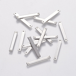 Stainless Steel Color Tarnish Resistant 201 Stainless Steel Links connectors, Rectangle, 25x3.5x1mm, Hole: 1mm