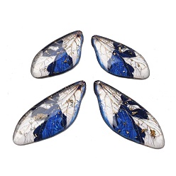 Синий 4шт. подвески в виде крыльев бабочки из прозрачной эпоксидной смолы, с золотой фольгой и блестками, синие, 29.5~40x15~17x2~2.5 мм, отверстие : 1.1 мм