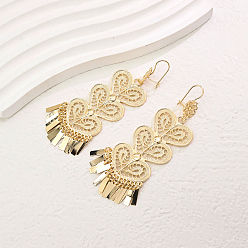 Настоящее золото 18K Элегантные латунные серьги-люстры в форме сердца с кисточками, реальный 18 k позолоченный, 80x35 мм