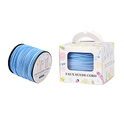 Светло-Голубой Шнуры из искусственной замши, искусственная замшевая кружева, бумажная коробка упаковка, Небесно-голубой, 3.0x1.4 мм, о 98.43yards / рулон (90 м / рулон)