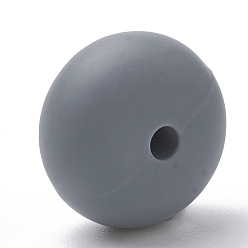 Slate Gray Food Grade Eco-Friendly Silicone Beads, Chewing Beads For Teethers, DIY Nursing Necklaces Making, Rondelle, Slate Gray, 14x8mm, Hole: 3mm