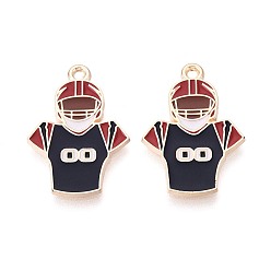 Черный Подвески из эмали и сплава, подвески для защитного костюма для регби, золотые, чёрные, 25x17x1 мм, отверстие : 1.6 мм