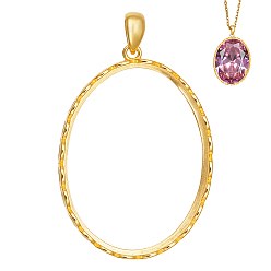 Золотой 1pc 925 подвеска из стерлингового серебра с кабошоном, овальные, золотые, лоток : 29x20.5 мм, 35x23.5x3.5 мм, отверстие : 5x3 мм