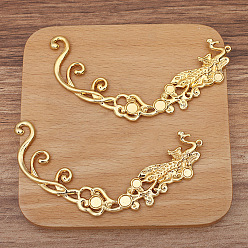 Золотой Сплав горный хрусталь кулон кабошон настройки, феникс, золотые, пригодный для стразов 4~6 мм, 90x45 мм, 10 шт / комплект