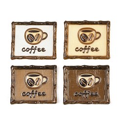 (52) Непрозрачная лаванда Непрозрачные кабошоны из смолы, прямоугольник с кофе, разноцветные, 30.5x36x5.5 мм