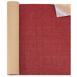 Dark Red Self Adhesive Linen Fabric Patches, Sturdy Fabric Couch Repair Kits, Dark Red, 40cm, 2m/roll