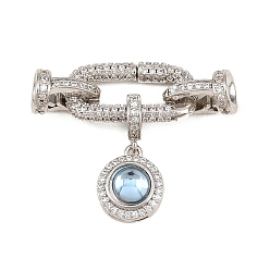 Платина Плоские круглые латунные микропаве, cmолой, платина, 31 мм