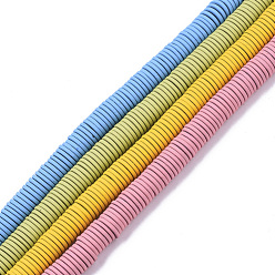 (52) Непрозрачная лаванда Окрашенного распылением немагнитных синтетических нитей гематита бусы, Heishi бусы, Плоский круглый / диск, разноцветные, 6x1 мм, отверстие : 0.8 мм, около 390~395 шт / нитка, 15.75 дюйм (40 см)