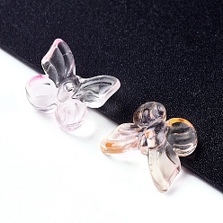 Фора Гальванические стеклянные бусины, с золотой фольгой, бабочка, оранжевые, 10x11x4 мм, отверстие : 1 мм