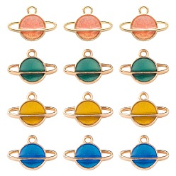 (52) Непрозрачная лаванда 20 шт 4 цвета сплава эмалевые подвески, планета, золотой свет, разноцветные, 12x16.5x3 мм, отверстие : 1.6 мм, 5 шт / цвет