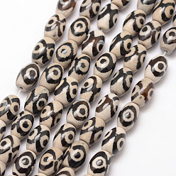 Черный Природные Агат бисера нити, баррель, окрашенная и подогревом, класс А, чёрные, 12x8 мм, отверстие : 1 мм, около 30 шт / нитка, 14 дюйм