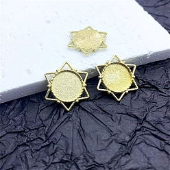 Golden Alloy Pendant Cabochon Setting, Star of David, Golden, Tray: 12mm, 21x21mm, 10pcs/set
