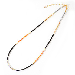 Черный Винтажное короткое разноцветное ожерелье из стеклянных бус, чёрные