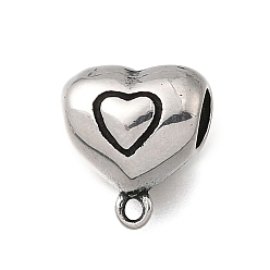 Античное Серебро 304 дуги из нержавеющей стали, сердце, античное серебро, 13.5x12x9 мм, отверстия : 5.5 mm и 1.4 мм