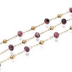 Камелия 304 цепи из бисера ручной работы из нержавеющей стали, с окрашенным белым нефритом, с катушкой, несварные, реальный 18 k позолоченный, камелия, 3~4.5x3~3.5 мм, около 32.81 футов (10 м) / рулон