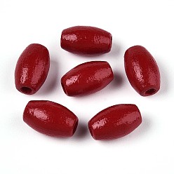 (123L) Белый крем непрозрачный блеск Окрашенные распылением деревянные бусины Schima, рис, огнеупорный кирпич, 9.5~10x6~6.5 мм, отверстие : 1.8~2 мм