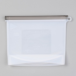 Белый Многоразовые пищевые силиконовые герметичные пакеты, для маринования еды и фруктов, хлопьев, дорожных принадлежностей, домашней кухни, белые, 14.5x15.6~19x0.8~1.2 мм, отверстия: 0.85 cm