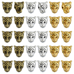 (52) Непрозрачная лаванда Сплавочные овальные бусины тибетского стиля , леопард головы, без свинца и без никеля , разноцветные, 10x9x7 мм, отверстие : 1.5 мм