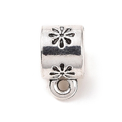 Античное Серебро Поручни из сплава в тибетском стиле, петля под залог, Вешалка ссылки, колонке с цветком, античное серебро, 11x7x7.5 мм, отверстие : 1.4 мм, внутренний диаметр: 5.5 мм, 568 шт / 500 г
