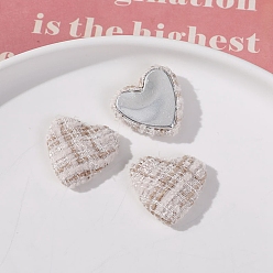 Льняное Полотно Кабошоны из ткани и железа, сердце, платина, белье, 27x26 мм