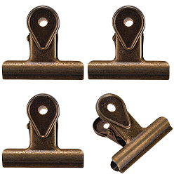 Bronce Antiguo 4piezas de clips de carpeta de hierro, Notas de clip de papel, material de oficina, Bronce antiguo, 45x50x28 mm, agujero: 5.5 mm