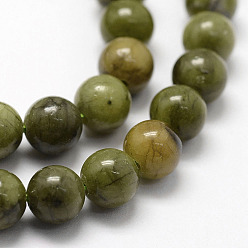 Green Jade Natural Chinese Jade Beads Strands, TaiWan Jade, Round, 6mm, Hole: 1mm, about 58~60pcs/strand, 15 inch
