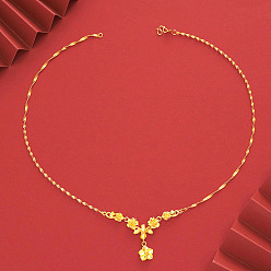 Золотой Латунные цветочные подвески-ожерелья для свадебных украшений, золотые, 17.72 дюйм (45 см)