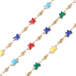 Golden 304 Stainless Steel Enamel Link Chains, Unwelded, Butterfly, Golden, 8.5~10.5x3.5~6x2~2.5mm