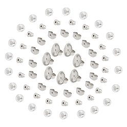 Platinum Brass Ear Nuts, with Silicone Ear Nuts, Earring Backs, Real Platinum Plated, 120pcs/box