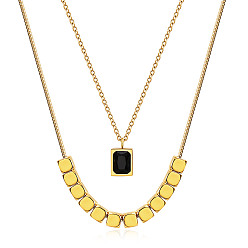 Реактивный Самолет Двухслойные ожерелья из нержавеющей стали со стразами, прямоугольные, струя, 15.75 дюйм (40 см)